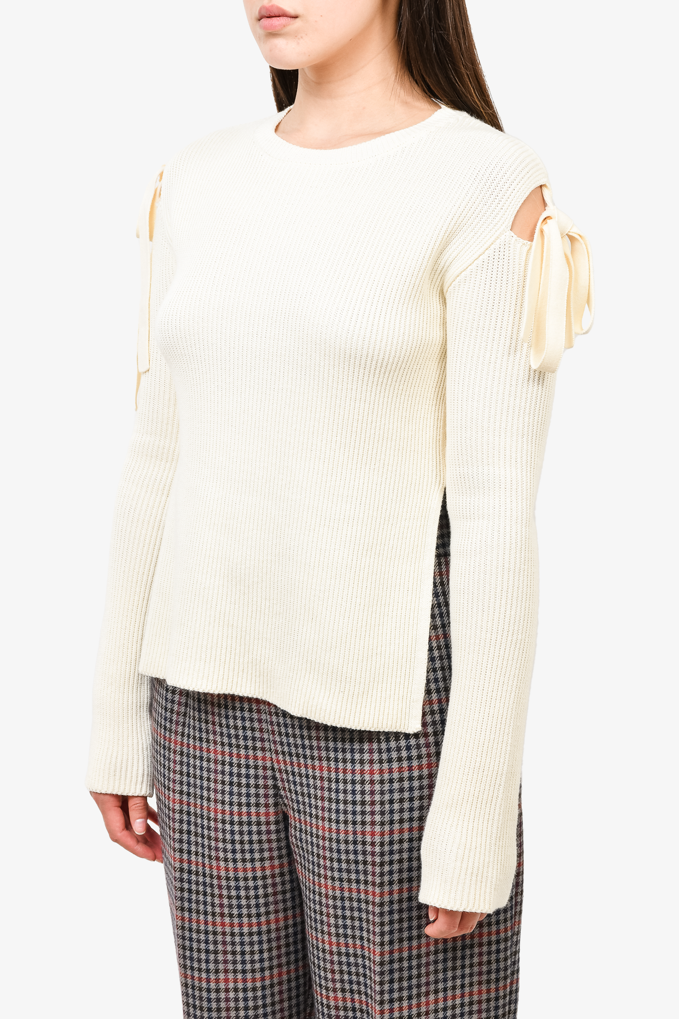 Red Valentino Cream Cable Knit Tie Shoulder Sweater Size S – Mine u0026 Yours