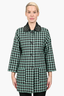 Red Valentino Green Check Wool Coat Embellished Collar Size 38