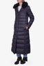 Red Valentino Navy Long Puffer with Fur Trim on Hood Size 40