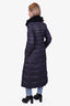 Red Valentino Navy Long Puffer with Fur Trim on Hood Size 40