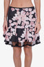 Red Valentino Navy/Pink Cherry Blossom Ruffled Lace Underlay Mini Skirt Size 40