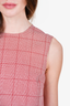 Red Valentino Red/White Wool Plaid Pleated Dress Size 40