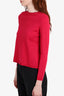 Red Valentino Red Wool Long Sleeve Sweater with Bow Detail Size XS