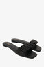 Reformation Black Leather Shereen Ruched Block Slides Size 6