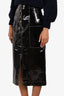 Rejina Pyo Black Patent Leather with Contrast Stitching Skirt Size 36