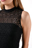 Reiss Black Lace Sleeveless Mockneck Top Size S