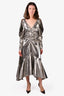 Rejina Pyo Bronze Metallic Cutout Ruched Maxi Dress Size 12