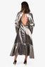 Rejina Pyo Bronze Metallic Cutout Ruched Maxi Dress Size 12