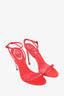 Rene Caovilla Red Satin Heels With Crystal Straps Size 37