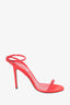 Rene Caovilla Red Satin Heels With Crystal Straps Size 37