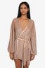Retrofete Gold Sequin Embellishment Mini Dress Velvet Belt Size XS