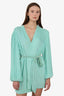 Retrofete Turquoise Sequin Embellishment Mini Dress Velvet Belt Size S