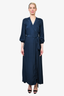 Rhode Resort Navy Blue Silk Maxi Wrap Dress Size M