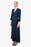 Rhode Resort Navy Blue Silk Maxi Wrap Dress Size M