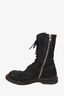 Rick Owens Black Suede Distressed Zip-up Boots Size 37