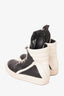 Rick Owens Black/White Calfskin Colorblock Pattern High Top Sneaker sz 37