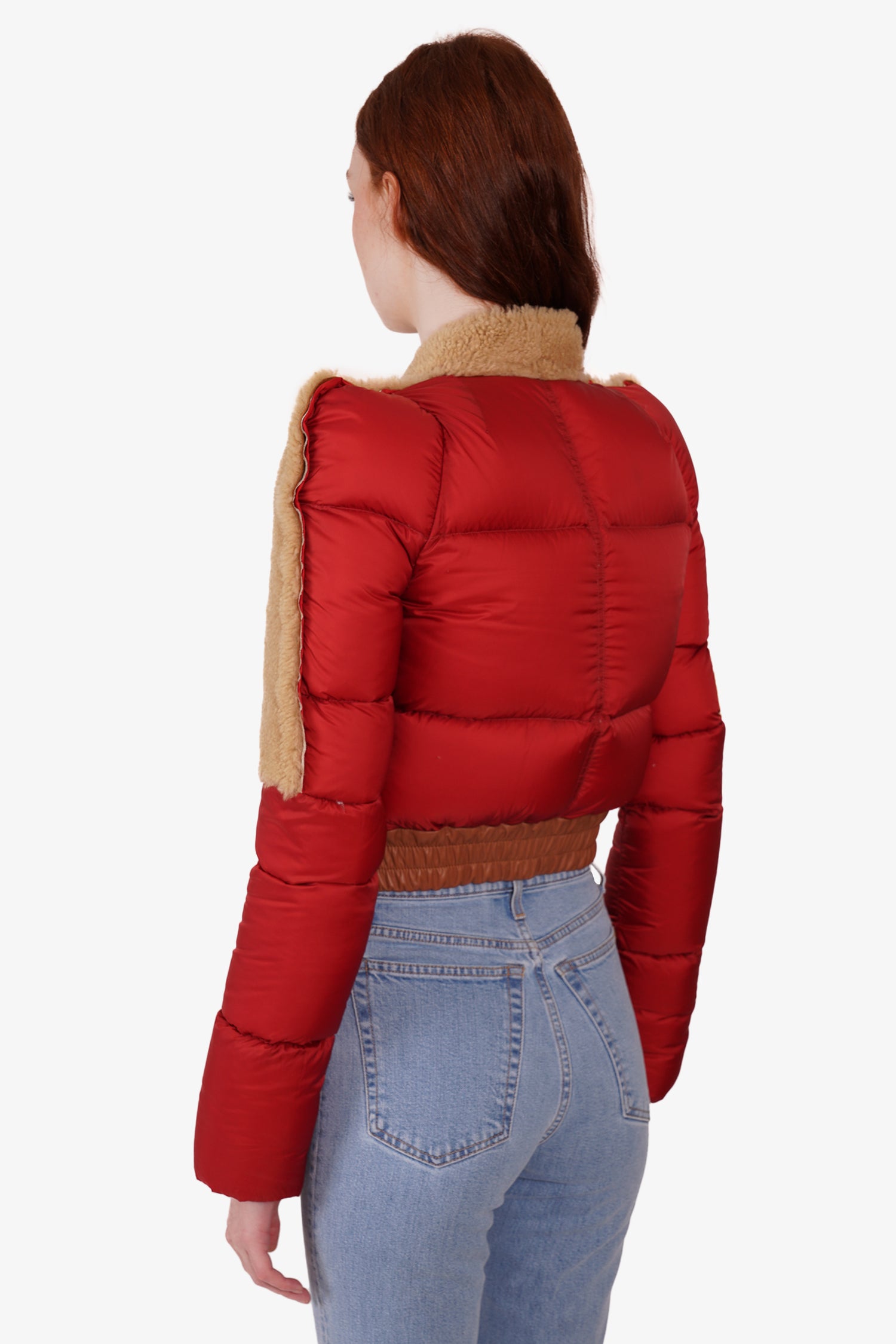 Rick Owens Brown/Red Reversible Shearling Puffer Jacket Size