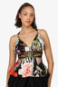 Roberto Cavalli Black/Multicolour Silk Printed Tank Top Size 4