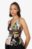 Roberto Cavalli Black/Multicolour Silk Printed Tank Top Size 4