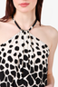 Roberto Cavalli Black/White Patterned Mesh Halter Blouse Size 40