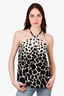 Roberto Cavalli Black/White Patterned Mesh Halter Blouse Size 40