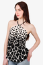 Roberto Cavalli Black/White Patterned Mesh Halter Blouse Size 40
