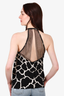 Roberto Cavalli Black/White Patterned Mesh Halter Blouse Size 40