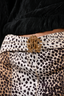 Roberto Cavalli Brown Leopard Printed Denim Skirt with Gold Buckle Size 44