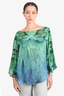 Roberto Cavalli Peacock Pattern Silk Blouse Size 42
