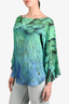 Roberto Cavalli Peacock Pattern Silk Blouse Size 42