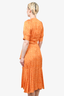 Rodebjer Orange/White Floral Wrap Midi Dress sz XS