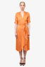 Rodebjer Orange/White Floral Wrap Midi Dress Size XS