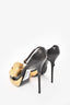 Roger Vivier Black Leather/Raffia Rosette Platform Heels Size 38