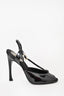 Roger Vivier Black Patent Leather Peep Toe Heeled Sandal sz 36.5