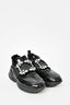 Roger Vivier Black Patent Leather Viv' Run Patent Fabric Sneakers w/ Crystal Buckle sz 35.5