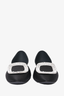 Roger Vivier Black Satin Round Toe Diamante Buckle Flats Size 40