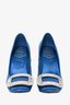 Roger Vivier Blue Satin 'Belle de Nuit' Crystal Buckle Heels Size 35.5
