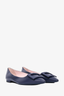 Roger Vivier Navy Leather Pointed Buckle Flats Size 40