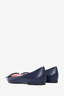 Roger Vivier Navy Leather Pointed Buckle Flats Size 40