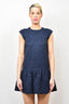 Roksanda Blue/White Embossed Peplum Dress Size 10