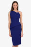 Roland Mouret Wool Royal Blue One Shoulder Mid-Length Dress Size 36
