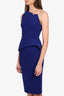 Roland Mouret Wool Royal Blue One Shoulder Mid-Length Dress Size 36