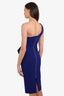 Roland Mouret Wool Royal Blue One Shoulder Mid-Length Dress Size 36