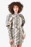Rotate Birger Christensen Cream/Grey Faux Leather Python Pattern Dress Size 4 US