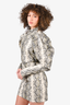 Rotate Birger Christensen Cream/Grey Faux Leather Python Pattern Dress Size 4 US