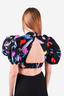 Rotate Black/Multicolour Puff Sleeve Crop Top Size 4