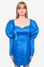 Rotate Bright Blue Satin Puff Mini Dress Size 38