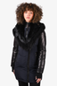 Rudsak Navy Down/Black Leather Fur Hooded Coat Size S