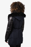 Rudsak Navy Down/Black Leather Fur Hooded Coat Size S