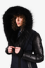 Rudsak Navy Down/Black Leather Fur Hooded Coat Size S